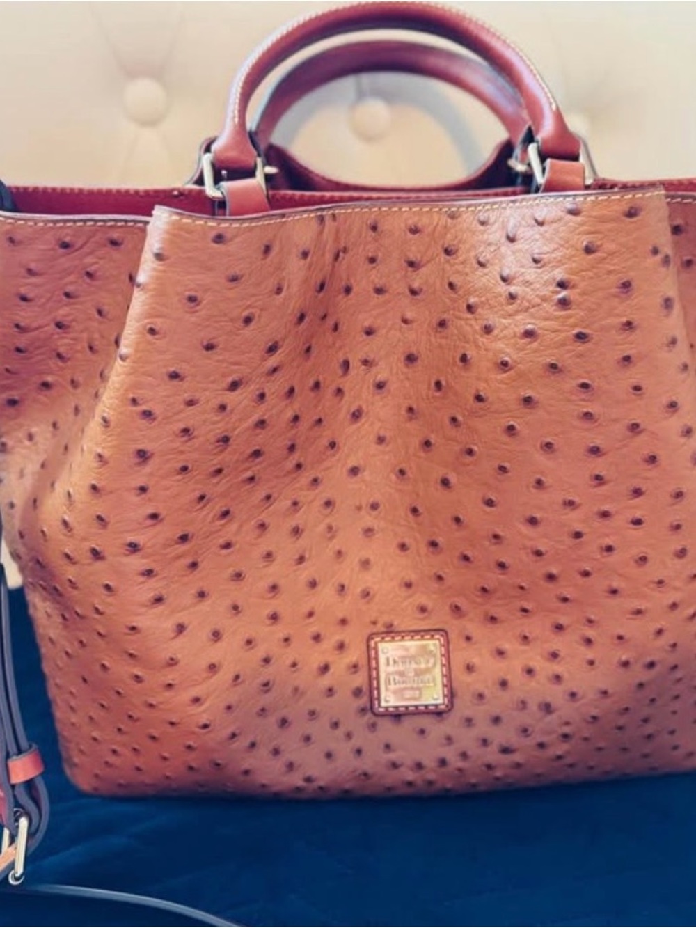 Dooney & Bourke Cognac Ostrich-Embossed Leather Satchel